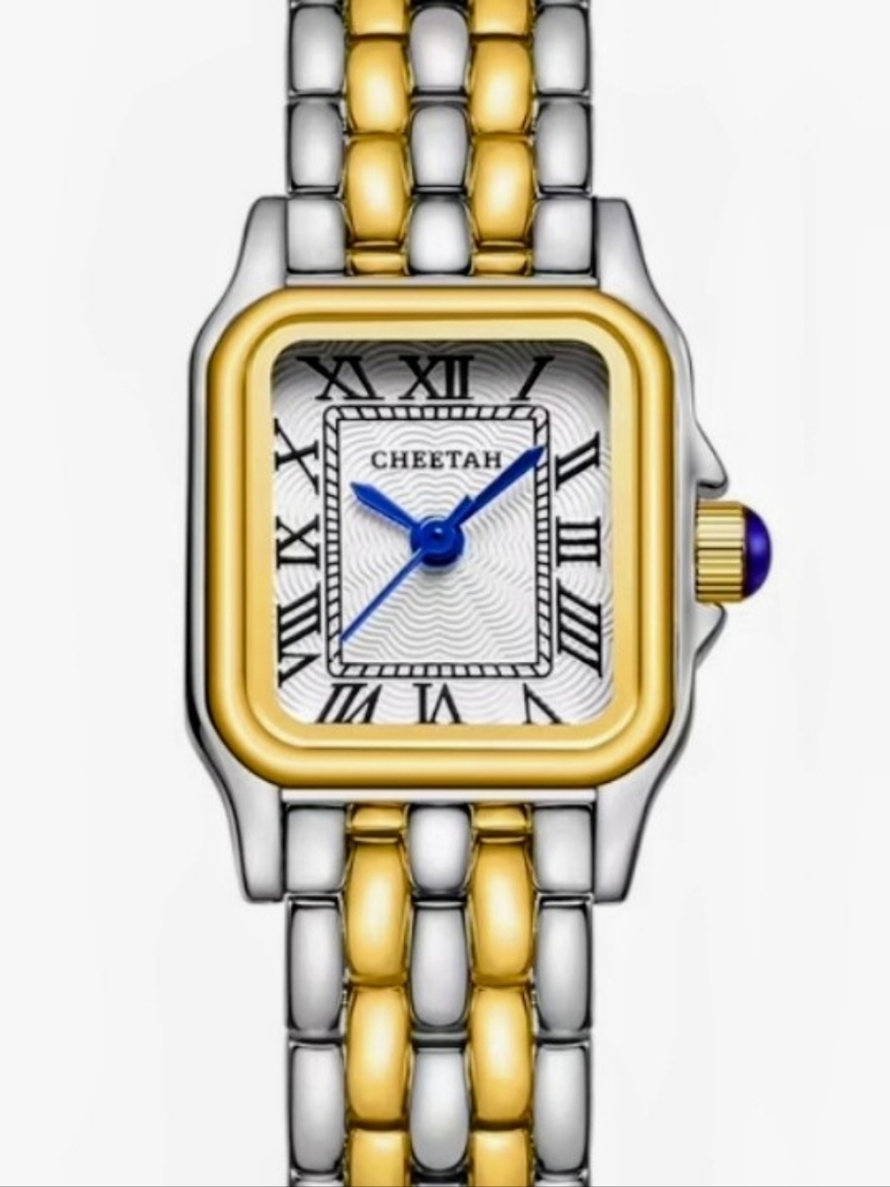 Cheetah Two-Tone Gold and Silver Women's Dress Watch Rectangular Case Roman Dial